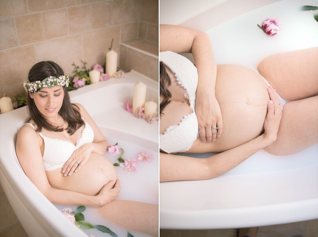 Séance photo grossesse bain de lait - Milkbath Entre Nous Photographie